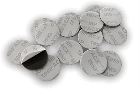 TESA ACX - Almohadillas de cinta adhesiva de doble cara extrafuerte de espuma acrílica redondas, resistencia al agua y a altas temperaturas, para coche, hogar y oficina (diámetro 25 mm) (15 unidades)