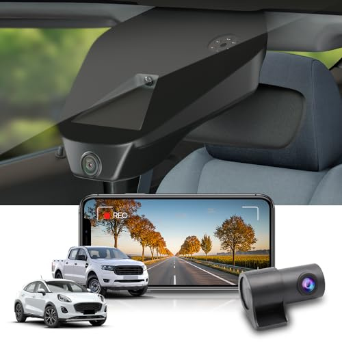 Fitcamx Dashcam Vorne Hinten kompatibel mit Ford Ranger 2019 2020 2021 2022 2023 European Model 2020-2023, OEM Dashcam 4K UHD 2160P+1080P Video WiFi, Loop-Aufnahm, G-Sensor, WDR, Plug&Play, 128GB