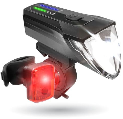 Bergsteiger Fahrradlicht aufladbar, USB Akku-Betrieb, Licht LED Set wiederaufladbar, Lampenset, Fahrradbeleuchtung, Fahrrad-Zubehör