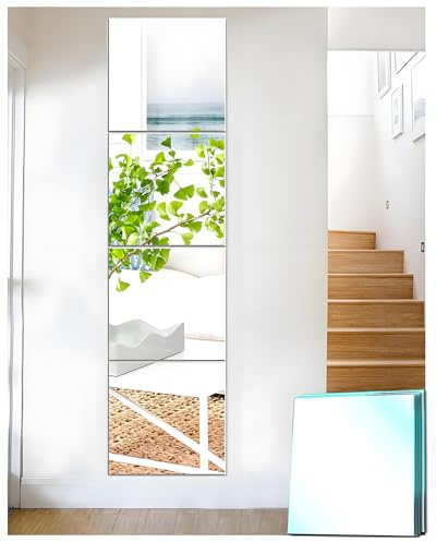 JMITHA Selbstklebende Fliesenspiegel Wandspiegel Spiegelfliesen Selbstklebend HD Glas Spiegel Wandaufkleber Klebespiegel für Schlafzimmer Badezimmer