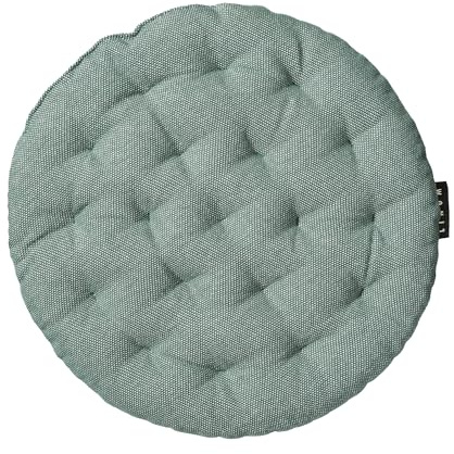 LINUM Pepper Sitzkissen Rund 37 cm aus 100% Baumwolle, Premium Stuhlkissen Rund für Küche, Esszimmer und Outdoor, Komfortables Sitzkissen Stuhl & Sitzpolster, waschbar, Dunkelgrauturkis