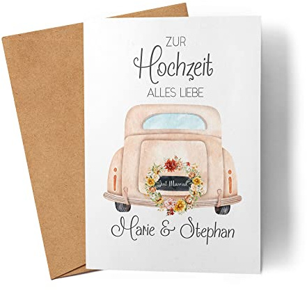 Kiddle-Design Hochzeitskarte Personalisiert Karte Hochzeit Glückwunsch mit Namen Brautpaar Glückwünsche zur Hochzeit Glückwunschkarte