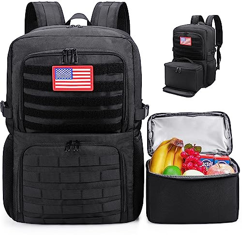 BERTASCHE Lunch Rucksack, Laptop Rucksack mit Kühltasche für 15,6 Zoll, 2-IN-1 Rucksack Herren für Arbeit Schule Picknick Uni, Schwarz