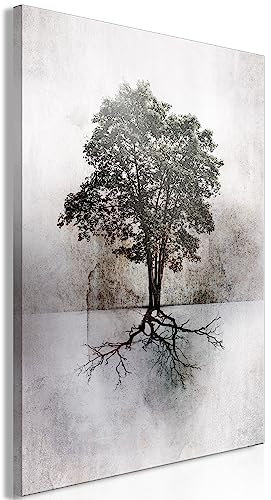 murando – Landschaft Akustikbild 60x90 cm Bilder Hochleistungsschallabsorber Schallschutz Leinwand Akustikdämmung 1 tlg Wandbild Raumakustik Schalldämmung Natur Baum graue Hintergrund