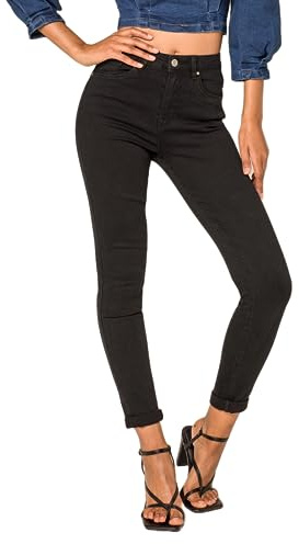 Nina Carter P078 Jean pour femme coupe skinny, jean taille haute, look usé, M Slim