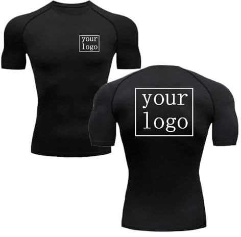T-Shirt De Compression Personnalisé Votre Logo De Conception Tops Hommes Femmes T-Shirt À Manches Courtes À Séchage Rapide pour Le Jogging Gym Sports Fitness Entraînement color1,M