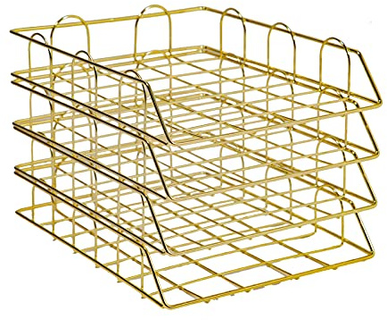 4X Metall Briefablage, esh Design Schreibtischablage, Stapelbare Dokumentenablage Schreibtisch Organizer, A4 Formate Papierablage, für Zuhause Büro Schreibtischablage