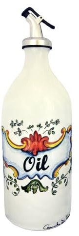 CERAMICHE DI TOMASO Huilier de Table en céramique pour Huile, vinaigre et Autres liquides, avec Distributeur Anti-Goutte, protège l'huile pour réduire l'oxydation - 500 ML - Facile à Nettoyer