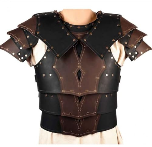 Keuyeo Mittelalterlicher LARP Gladiator Schulter Brustpanzer Wikinger Ritter Cosplay Kostüm Steampunk Pu Leder Brustpanzer Gothic Weste Kürass