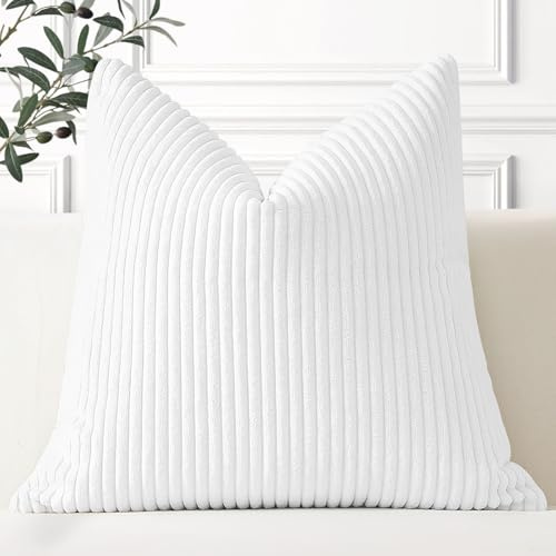 Artscope Ein Kissenbezug Kordsamt Zierkissenbezug Dekokissen Sofakissen 50x50 cm Cord Kissenhülle Couchkissen Dekorative Weiche Kissen für Sofa Wohnzimmer Zuhause Schlafzimmer Reines Weiß