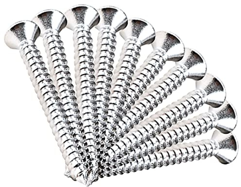 Gitarrenhalsplattenschrauben aus Edelstahl 45x4, 2 Mm 10 Stück | Ersatz für Verschlissene Schrauben, zur Befestigung der Halsplatte, Silberfarben für E-gitarre