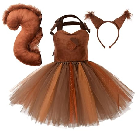 Småbarn ekorre kostym - djurkostymer, djurkostymer, djurdräkt | söt polyester djur ekorre kostym, skräck cosplay tutu klänning