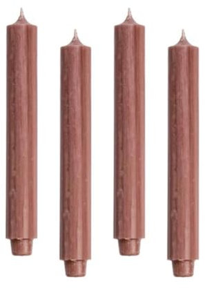 Velas rústicas (4 unidades, altura: 30 cm, diámetro: 3,2 cm, 21 horas de combustión, gruesas), color rosa antiguo