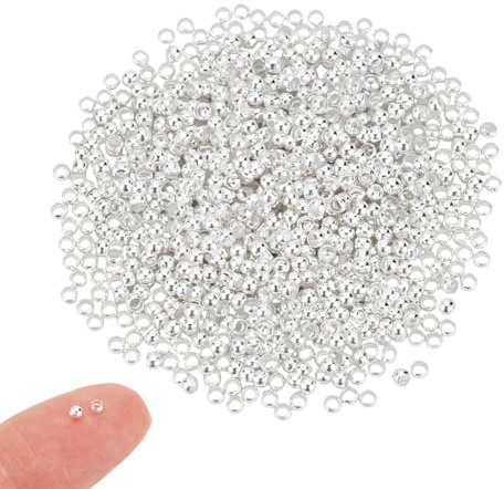 UNICRAFTALE 1000 Stück 925 Sterling Silber Quetschperlen Plattierte Rondell Abstandshalterperlen Winzige Quetschperlen Metallperlen Beschläge Für Die Herstellung DIY Armbändern Und Halsketten