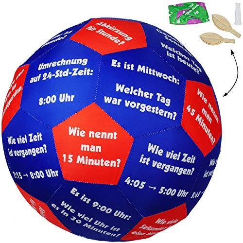 alles-meine.de GmbH XL - Lernspielball - Uhrzeit & Zeit/Uhr - Tage & Wochentage ! - Ø 40 cm - Lernspiel Ball - Lernen & Üben & Kennenlernen - Lernball - Kinder/Erwachsene..