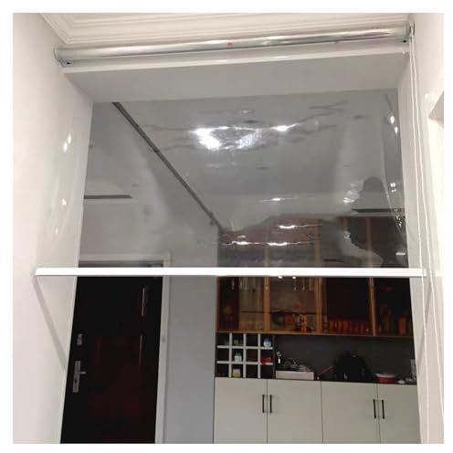 Outdoor Clear PVC Roller Shades Heavy Duty Waterproof Roller Blinds for Glass Doors and Windows Rainproof Roll Up Shades (W115*H300cm/W45.27*H118.11in)