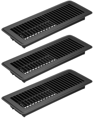 PATIKIL 12 X 4 Pulgadas Rejilla de Suelo, 3 Piezas Cubierta de Ventilación de Aire Resistente de Acero Ajustable Decorativa Rejillas de Suelo Fáciles de Ajustar, Negro