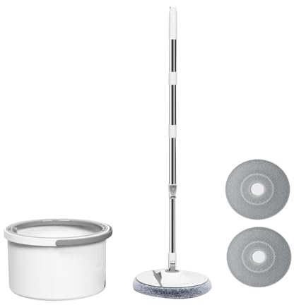 Colcolo Mop de Piso, Auto -retorciendo 360 ° girando la Cabeza de trapeador Redonda con 2 Almohadillas de trapeables reemplazables para Pisos de mármol de