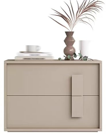 Simple Design Bedside Table Solid Painted Wood Bedside Table Matt Bedside Table with 2 Storage Drawers Hanging Handle for Living Room Bedroom (Light Brown)