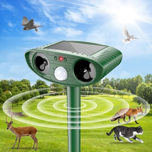 Repellente per Gatti Ultrasuoni, Impermeabile Repellente per Gatti da Esterno, Repellente Solare con Rilevatore Di Movimento, Allontanare i Animali dal Giardino per Scoiattoli, Cani, Volpi