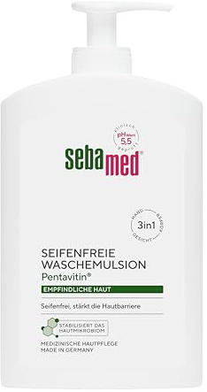 Sebamed Émulsion de lavage sans savon avec distributeur de 400 ml, nettoyage sans savon pour peaux sensibles, renforce la barrière cutanée, convient pour le nettoyage des mains, du visage et du corps