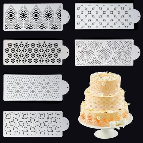 Torten Schablonenaus, Kuchen Schablonen Kunststoff Kuchenschablonen Backwerkzeuge DIY Buttercreme Schablon für Tortendeko Kekse Dessert Weiß 6 Stück