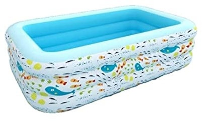 IWENZHKPA Aufblasbarer Swimmingpool Automatisches Aufblasbares Schwimmbecken Rechteckiges Planschbecken Mit 3 Ringen Verdickter Familien-Lounge-Pool Für Erwachsene Planschbecken(305 * 175 * 60cm)