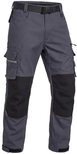 Elainone Arbeitshosen Männer Robuste Arbeitshosen-Herren mit Kniepolster-Taschen für Handwerk, Produktion und Baugewerbe Grau 56