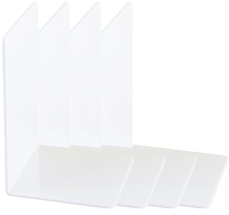 4 organizadores de libros acrílicos en forma de L, soportes resistentes para estantes, escritorio, oficina, hogar, almacenamiento, sujetalibros, topes decorativos para oficina y hogar