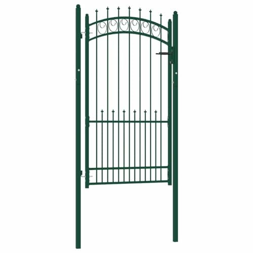 Clôture de jardin pour l'extérieur, porte de clôture avec pointes en acier - 100 x 175 cm - Vert - Pour cours, parcs