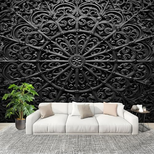 Art Carta da parati Fotografica 400x280 cm Retrò Metallico Fantasia Fotomurali in Tessuto non tessuto Antimacchia e Antimuffa Nero XXL Poster Gigante Muro Carta da parati