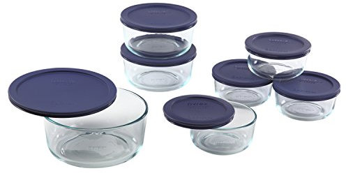 Pyrex 1118988 14-Piece Simply Store with Blue Covers, Clear by Pyrex