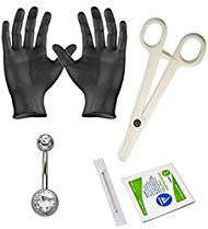 BodyJewelryOnline Erwachsene 5-köpfigen Bauchnabel Piercing Kit - enthält 14ga Bauch Piercing Schmuck, Handschuhe, Nadel und Klemme - PK004