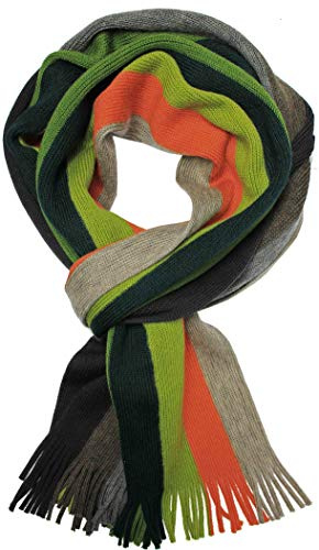 Rotfuchs Strickschal Herrenschal Damenschal Unisex reine Wolle gestreift feinstrick mit Fransen mehrfarbig