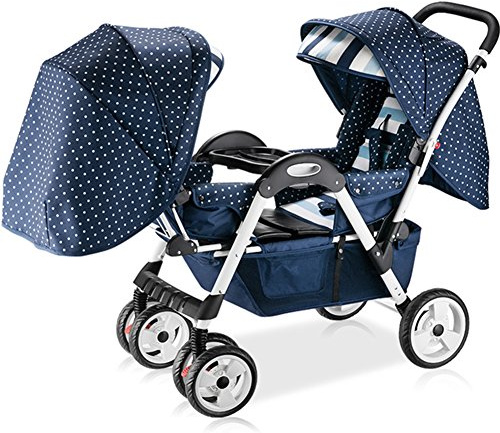 OLizee Baby Kids Toddler Twins Double Seats Tricycle Stroller Ride-On Trike(Blue)