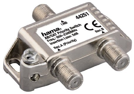 Hama AB/SAT-Prioritätsschalter (F-Kupplung, Umschalten zwischen Zwei SAT-Receivern auf EIN LNB)