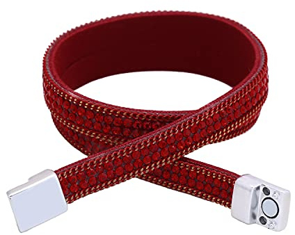 Morella Damen Wickelarmband zweireihig mit Zirkoniasteinen und Magnet-Verschluss