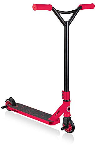 GLOBBER STUNTSCOOTER GS 540 – Freestyle Kickroller, 100 mm, ABEC 7, verstärkter Lenker, 360°- Lenkung, schwarz-rot
