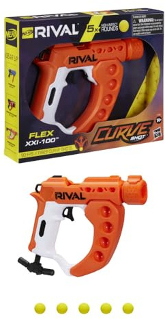 NERF Rival Curve Shot - Flex XXI-100 Blaster - Fire Rounds to Curve Left, Right, Downward or Fire Straight - 5 Rival Rounds