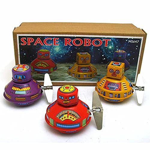 Charmgle Space Robot Wind-up Tin Toys Adult Collection Tinplate Clockwork Walking Robots Toy Party Favor Bedroom Store Library Decoration 3 Packs