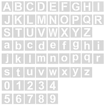 AIEX 62 Stück Alphabet-Zahlenschablonen, 5 cm, waschbar, Kunststoff, wiederverwendbar, Schablone für Buchstaben, zum Zeichnen von Kunst, Schreiben und Basteln