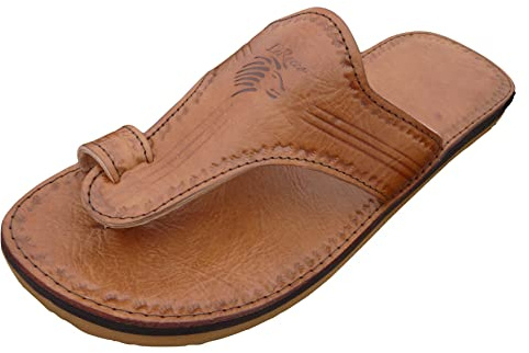 LaRocco Ledersandalen Zehenring Zehentrenner Zehenschlaufe Echtleder Sandalen 29.a.b. (43, Beige)