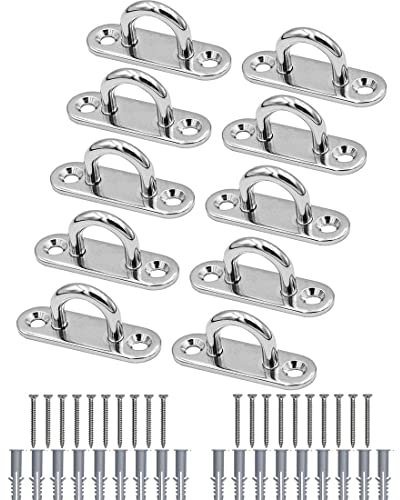 AstarFavor Edelstahl Augplatte mit Öse,10 Stück Edelstahl Deckenhaken,Bootszubehör, Decksplatte,Wandbefestigung Befestigungshaken,für Aufhängen von Gegenständen,Bootszubehör
