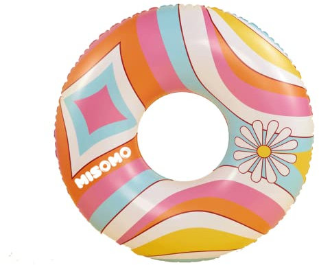 Misomo Schwimmring Ibiza | Beidseitig Bedruckt | Maße: Ø 110 cm (110 x 35 cm) | Aufblasbar in wenigen Minuten | Extra Starkes Material