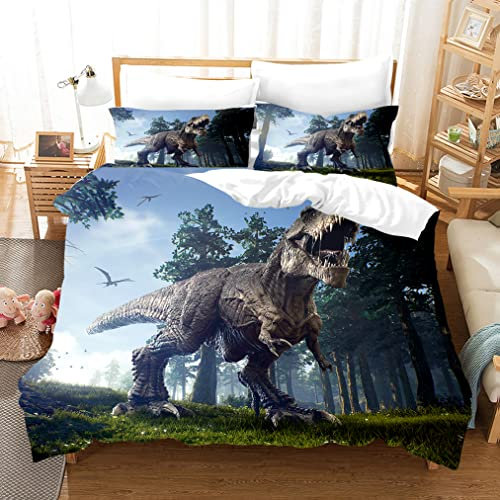 Dinosaurier-Bettwäsche für Kinder, Bettwäsche-Set Dinosaurier, Bettbezug für Spiel, Dinosaurier, Party, Geschenke für Weihnachten, für Jungen, Mädchen und Kinder, 220 x 240 cm
