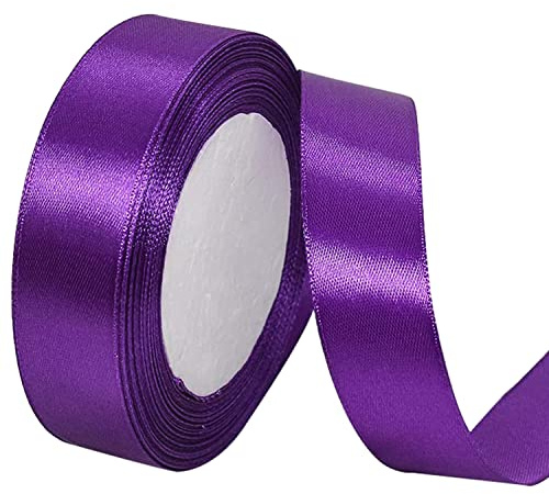 ZHIHUI Purple Satin Ribbon 20mm, 22 Meters Solid Colors Fabric Ribbon, Perfect for Wedding Decor, Wreath, Baby Shower, Gift Package Wrapping, Party Balloon & Hair Bows Decoration and Other Projects