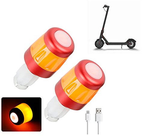 Fututech LED-Lenker-Anzeige, wasserdicht, für Elektro-Scooter, Lenkerdeckel, für Xiaomi Blinker, wiederaufladbar, für Segway Ninebot Zubehör Scooter (Rot/Orange)