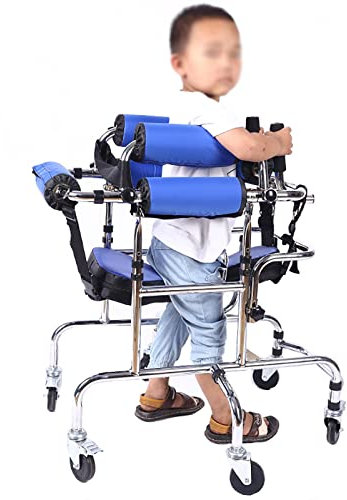 Behindertenhilfsgeräte, Rehabilitationstraining Gehhilfe, Gehhilfen Behinderte Kinder Zerebralparese Gehhilfe for behinderte Kinder Sechsrad-Anti-Tilt-Faltbarer Gurtsitz Höhenverstellbare Breite