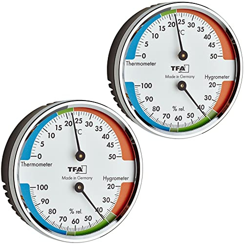 TFA Dostmann Analoges Thermo-Hygrometer, 45.2040.42, zur Kontrolle von Temperatur und Luftfeuchtigkeit, gesundes Raumklima, mit Komfortzonen