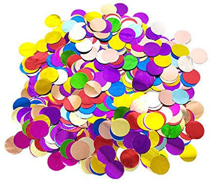 Ainmto Konfetti Metallic Bunt 50g, 1,5cm Rund Foil Konfetti für Party Dekorationen, Tischdekoration